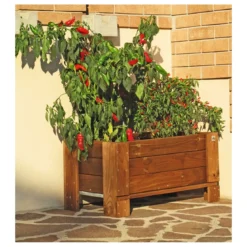 Vaso in Legno 80 Fioriera Rettangolare Orto Rialzato Urbano da Giardino Balcone