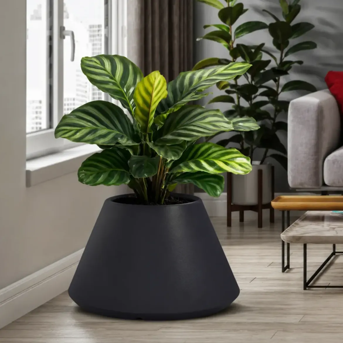 Vaso in Resina Antracite Rotazionale 60x35 cm Resistente Raggi UV
