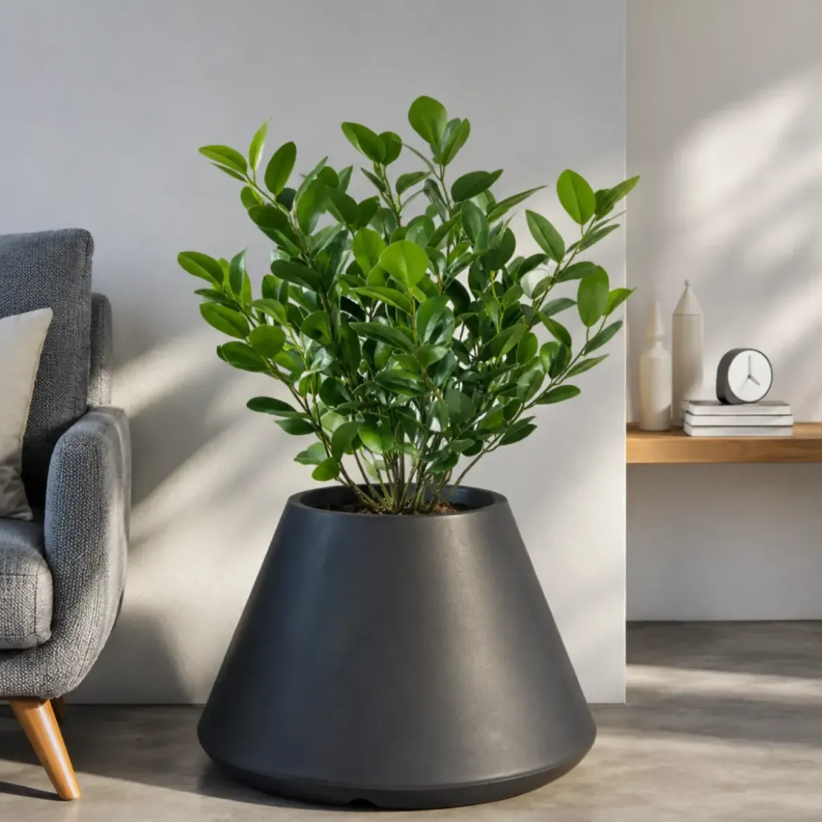 Vaso in Resina Antracite Rotazionale 60x35 cm Resistente Raggi UV
