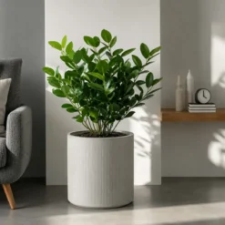 Vaso in Resina Beige 36x35 Resistente Raggi UV Materiale Riciclabile