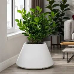 Vaso in Resina Bianco Rotazionale 60x35 cm Resistente Raggi UV