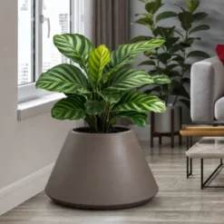 Vaso in Resina Tortora Rotazionale 60x35 cm Resistente Raggi UV