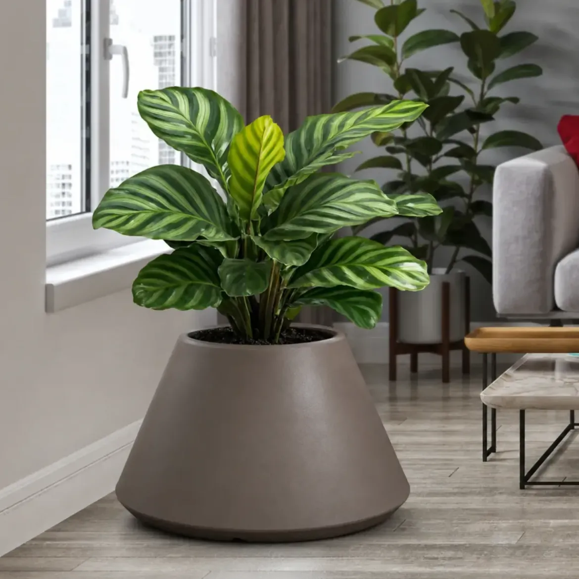 Vaso in Resina Tortora Rotazionale 60x35 cm Resistente Raggi UV