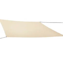 Vela Impermeabile Quadrata 5x5 m Beige con Anelli in Acciaio Rinforzato