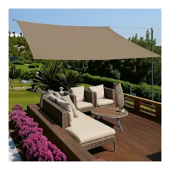 Vela Impermeabile Quadrata 5x5 m Tortora con Anelli in Acciaio Rinforzato