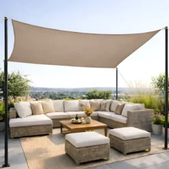 Vela Ombreggiante Idrorepellente 360x360 cm Tortora Quadrato Esterno