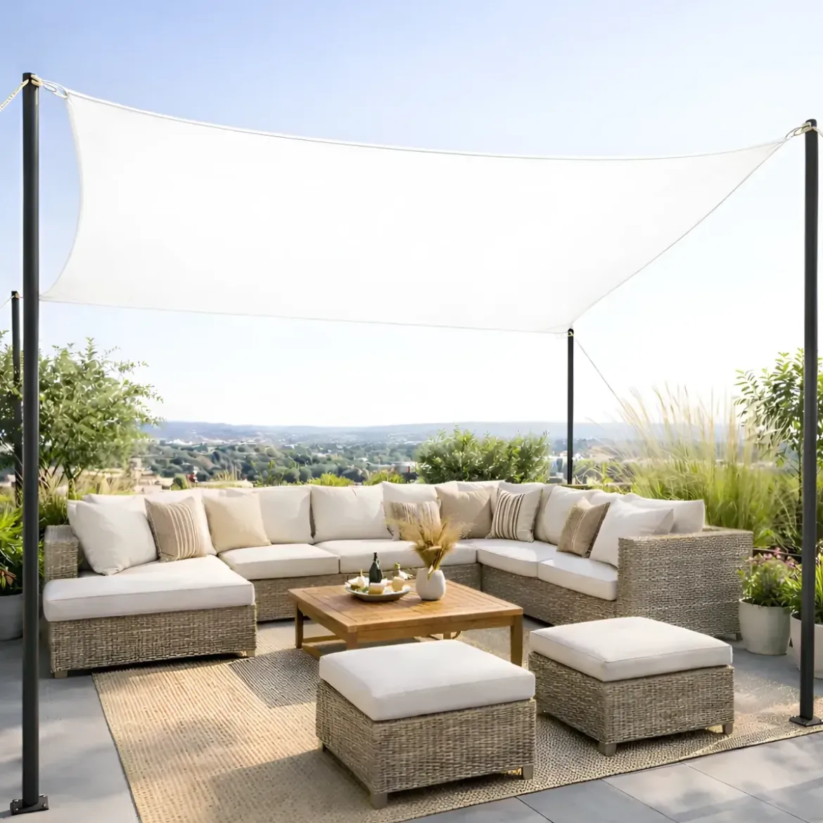 Vela Ombreggiante Idrorepellente 360x360 cm Bianco Quadrato da Esterno