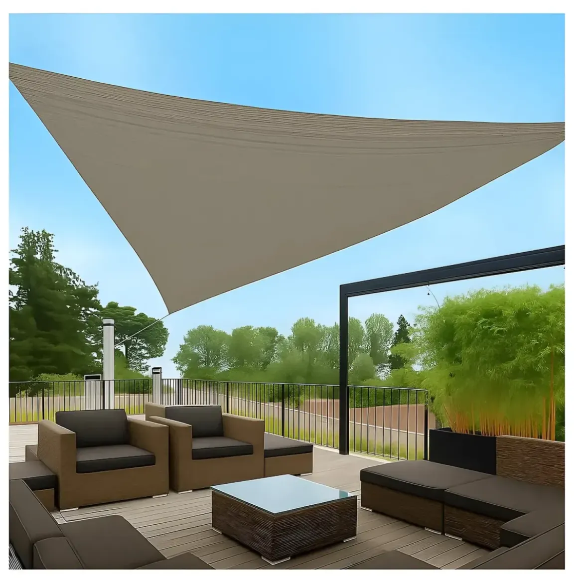 Vela Ombreggiante Triangolare 3x3x3 m Tortora per Giardino e Terrazzo