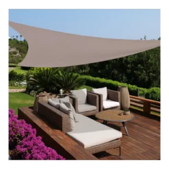 Vela Ombreggiante Triangolare 3,6x3,6 m Tortora Idrorepellente Esterno
