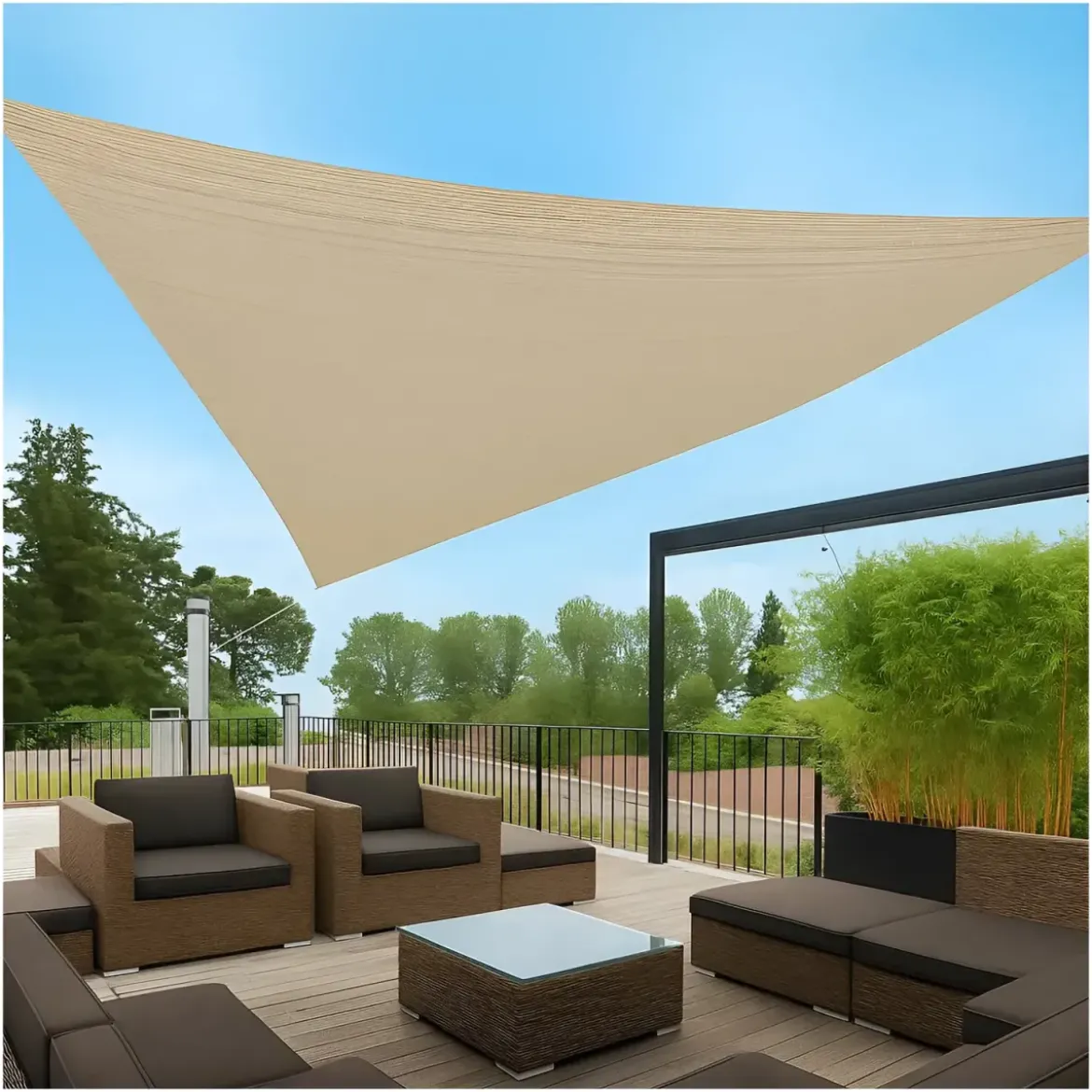 Vela Ombreggiante Triangolare 3x3x3 m Beige per Giardino e Terrazzo