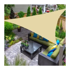 Vela Ombreggiante 5x5 Beige Triangolare Telo da Giardino Esterno Tenda Parasole