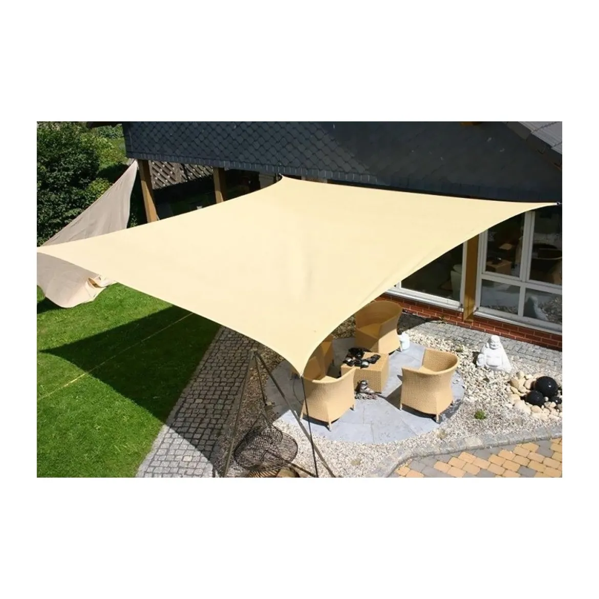 Vela Ombreggiante 3x3 mt Beige Quadrata Telo da Giardino Esterno Tenda Parasole