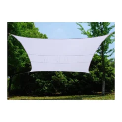 Vela Quadrata 5x5 Bianca con Anelli Telo Ombreggiante da Giardino Tenda Parasole
