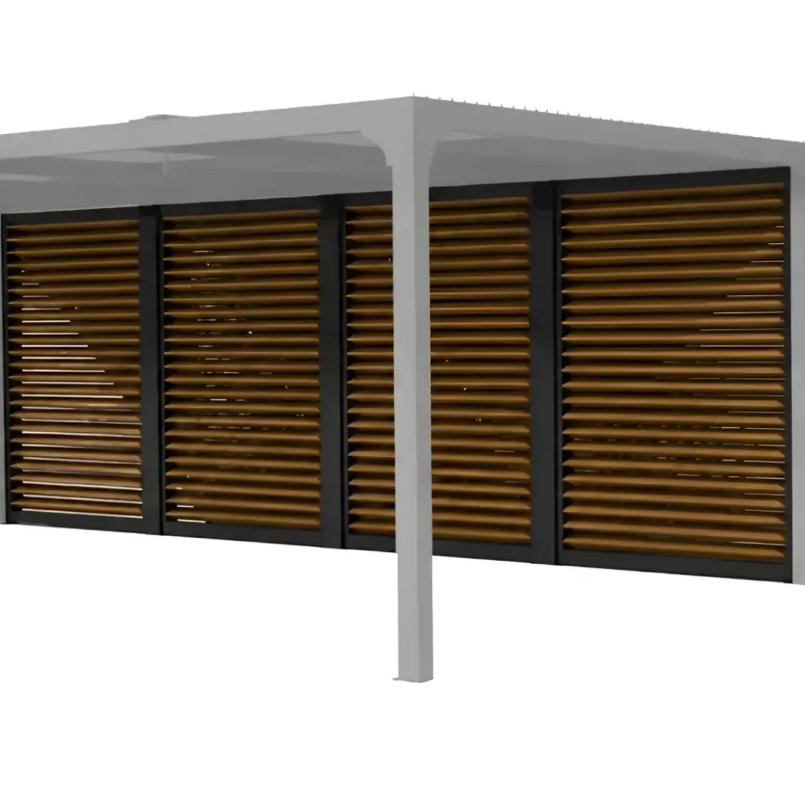 3 Veneziane in Alluminio Effetto Legno Pergola Bioclimatica Lato 3,6 m