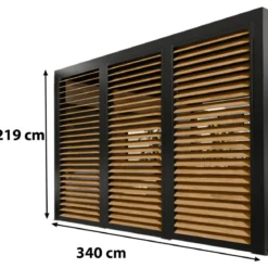 3 Veneziane in Alluminio Effetto Legno Pergola Bioclimatica Lato 3,6 m