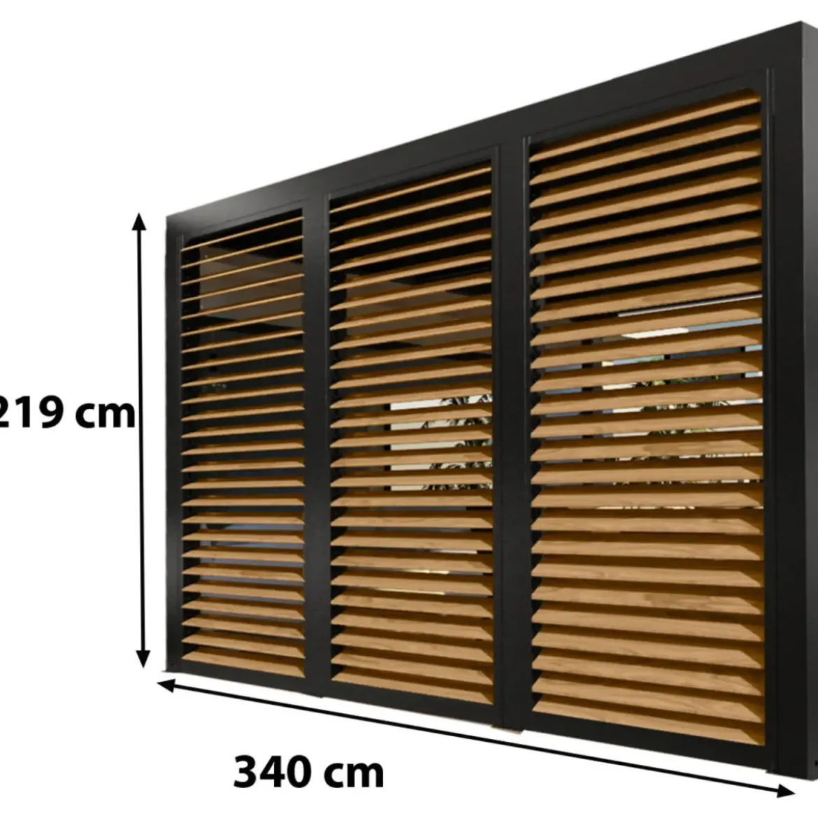 3 Veneziane in Alluminio Effetto Legno Pergola Bioclimatica Lato 3,6 m