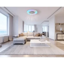 Ventilatore da Soffitto con Argento Bianco 60 cm LED RGB Telecomando