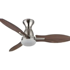 Ventilatore da Soffitto con Luce LED Metallo 3 Pale in Legno con Timer