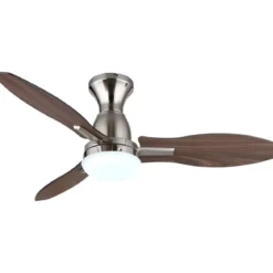 Ventilatore da Soffitto con Luce LED Metallo 3 Pale in Legno con Timer