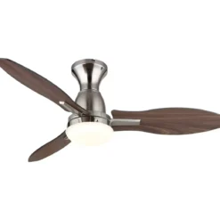 Ventilatore da Soffitto con Luce LED Metallo 3 Pale in Legno con Timer