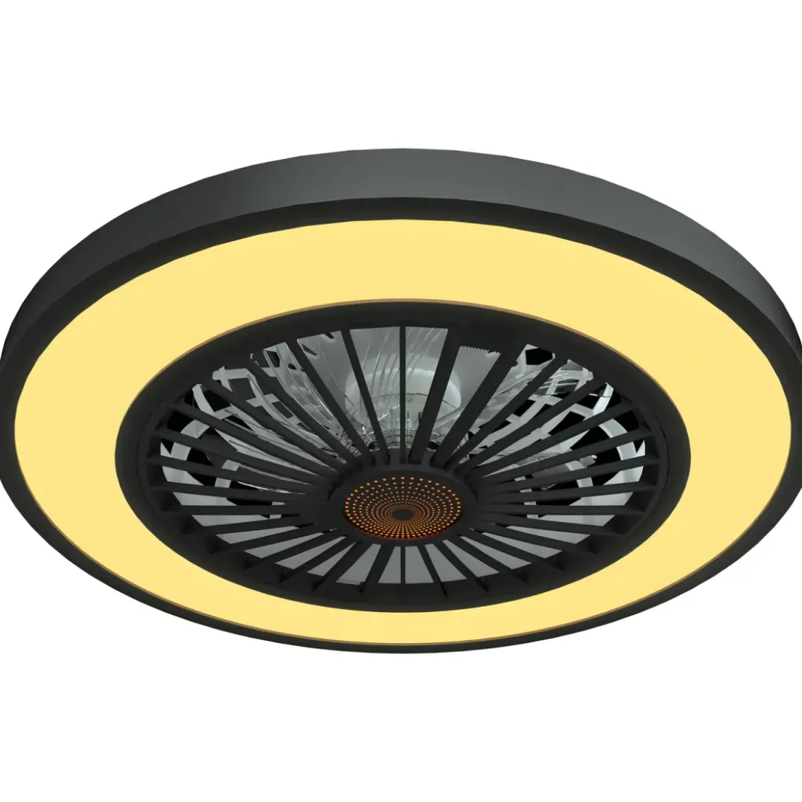 Ventilatore da Soffitto con Luce 54 cm Nero Telecomando Luce Notturna