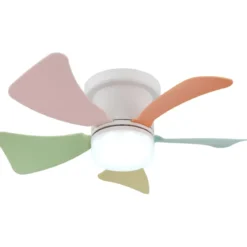 Ventilatore da Soffitto con Luce CCT Regolabile Bianco 5 Pale Colorate