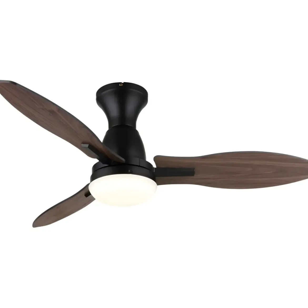 Ventilatore da Soffitto con Luce LED Nero 3 Pale in Legno con Timer