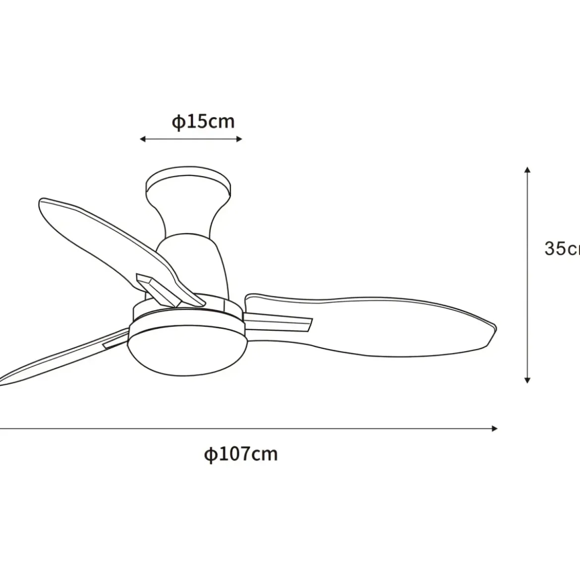 Ventilatore da Soffitto con Luce LED Nero 3 Pale in Legno con Timer