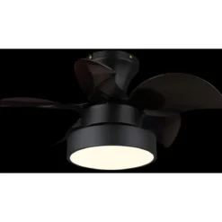 Ventilatore da Soffitto con Luce Metallo Nero Pale Trasparenti Marroni