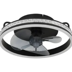 Ventilatore da Soffitto con Luce Nero LED CCT Dimmerabile Telecomando