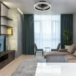 Ventilatore da Soffitto con Luce Nero LED CCT Dimmerabile Telecomando