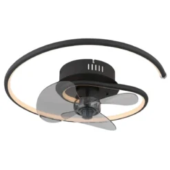 Ventilatore da Soffitto con Luce LED Nero Moderno 30W Telecomando