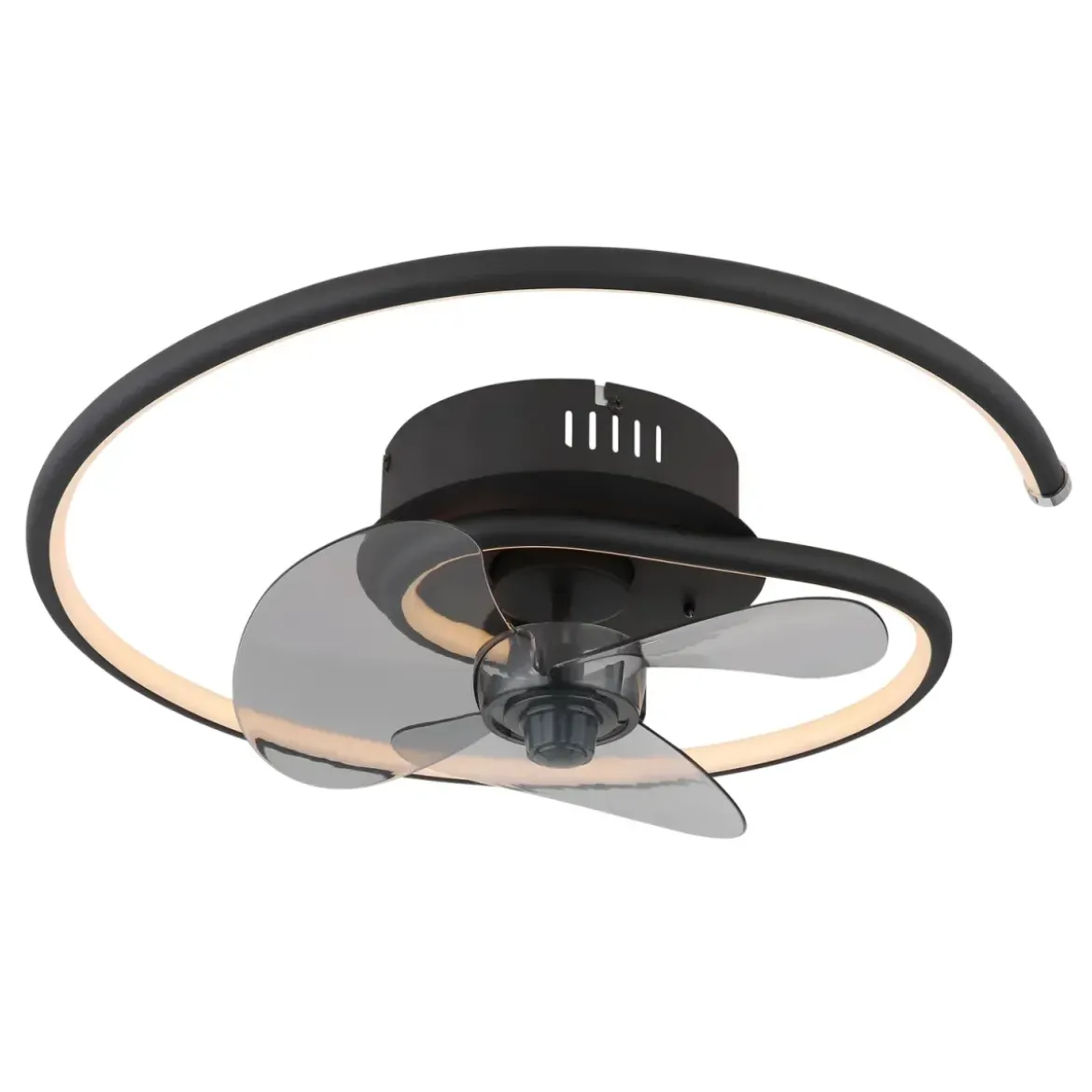 Ventilatore da Soffitto con Luce LED Nero Moderno 30W Telecomando