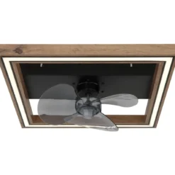 Ventilatore da Soffitto con Luce LED Nero Legno Quadrato Moderno
