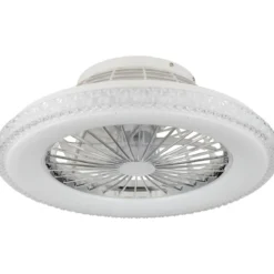Ventilatore da Soffitto con Luce Bianco Cristalli LED CCT Telecomando