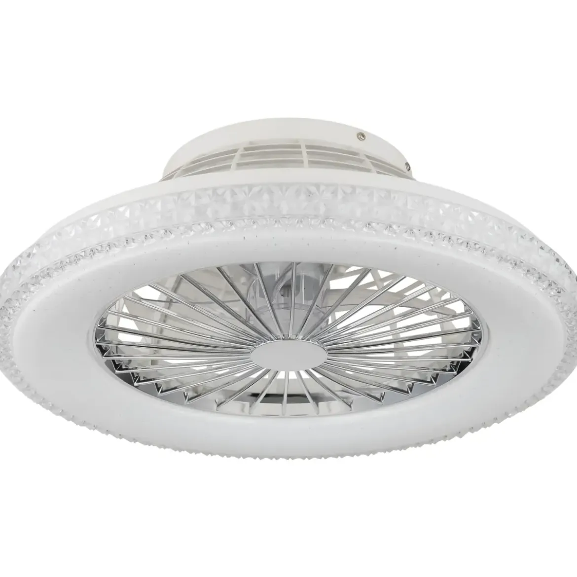 Ventilatore da Soffitto con Luce Bianco Cristalli LED CCT Telecomando