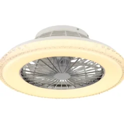 Ventilatore da Soffitto con Luce Bianco Cristalli LED CCT Telecomando