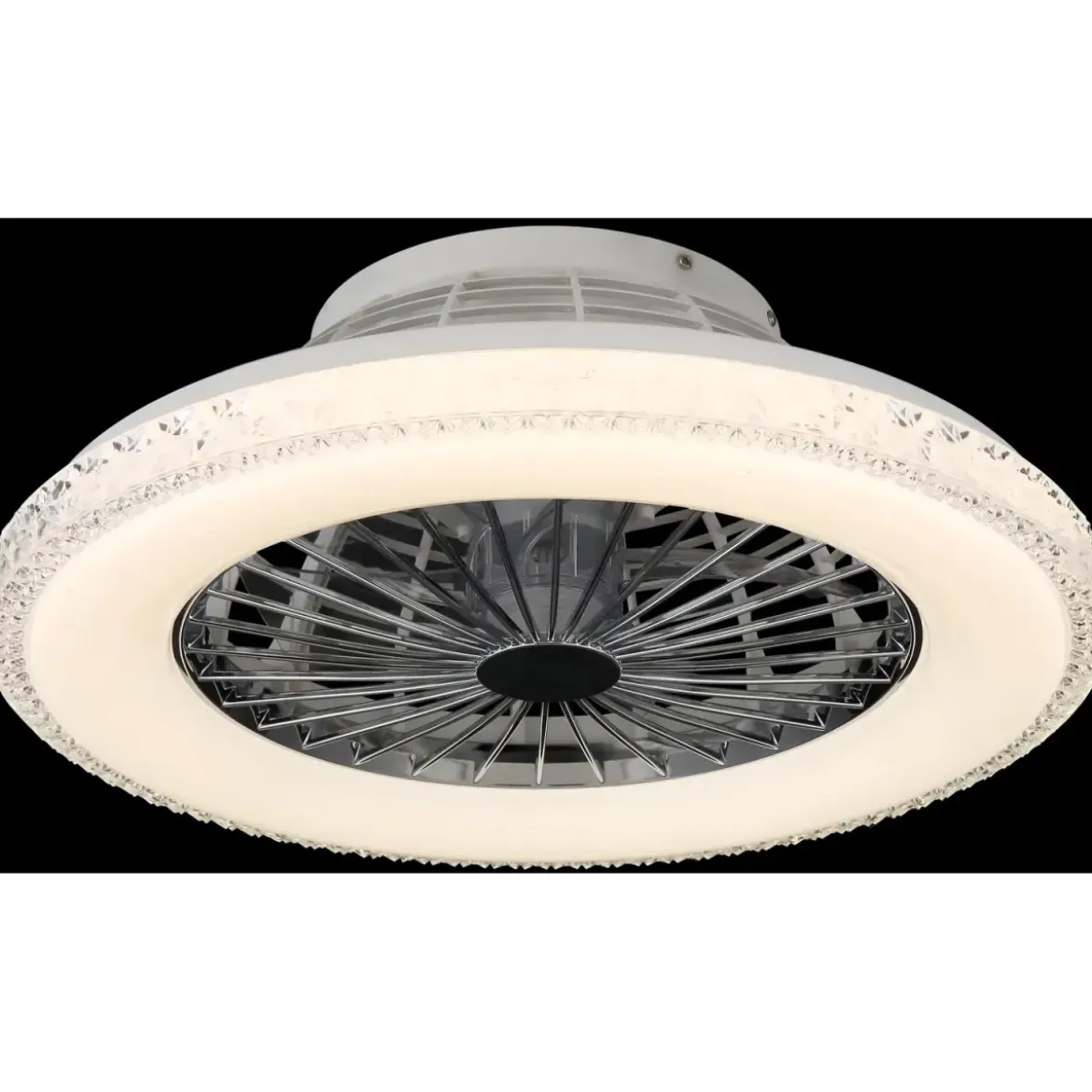 Ventilatore da Soffitto con Luce Bianco Cristalli LED CCT Telecomando