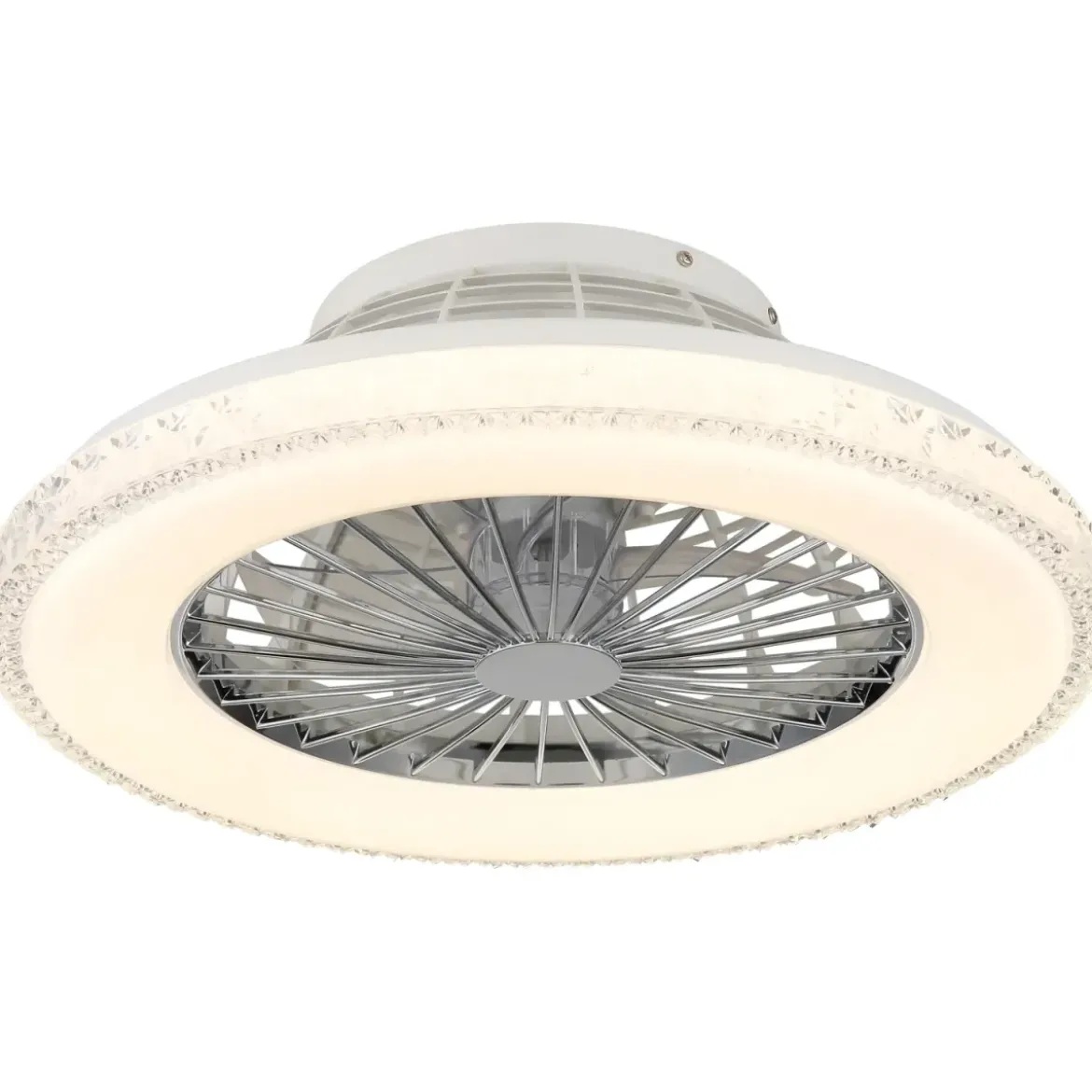 Ventilatore da Soffitto con Luce Bianco Cristalli LED CCT Telecomando