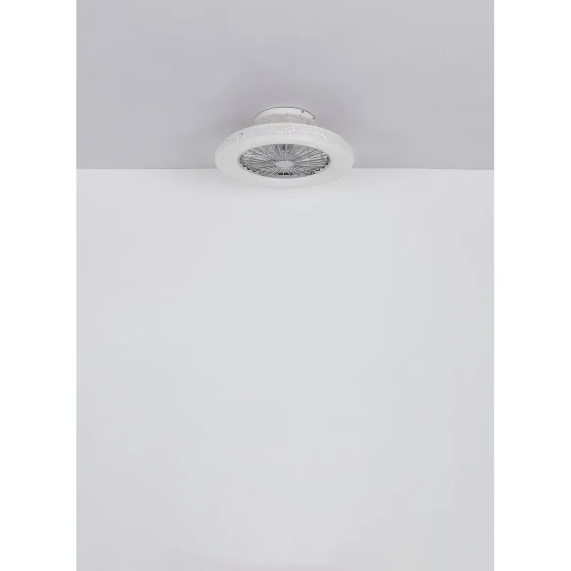 Ventilatore da Soffitto con Luce Bianco Cristalli LED CCT Telecomando