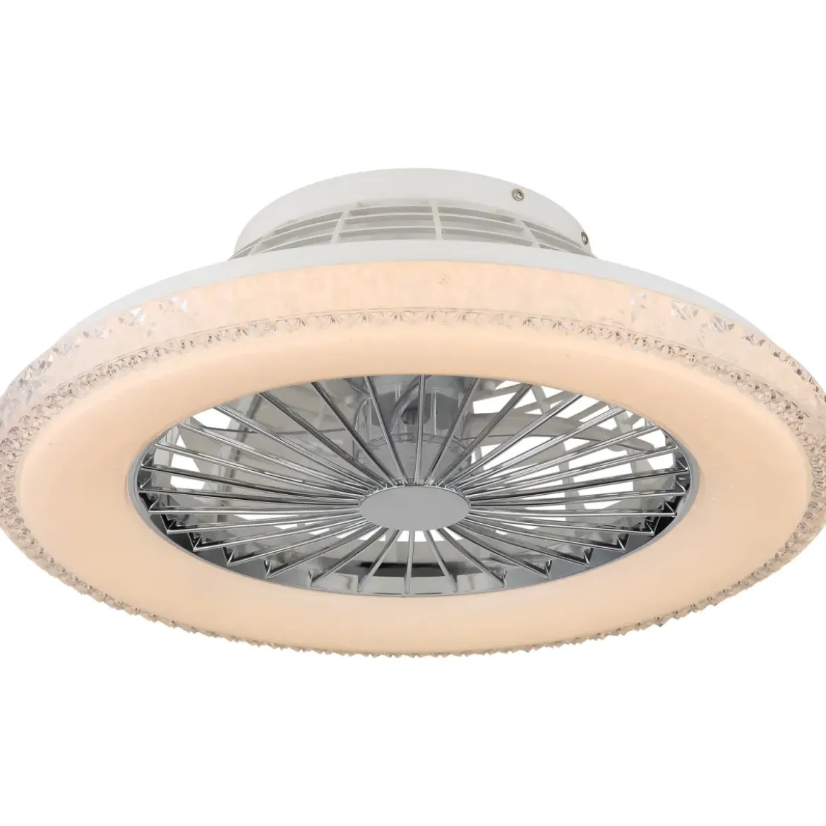Ventilatore da Soffitto con Luce Bianco Cristalli LED CCT Telecomando