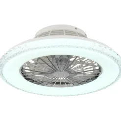 Ventilatore da Soffitto con Luce Bianco Cristalli LED CCT Telecomando