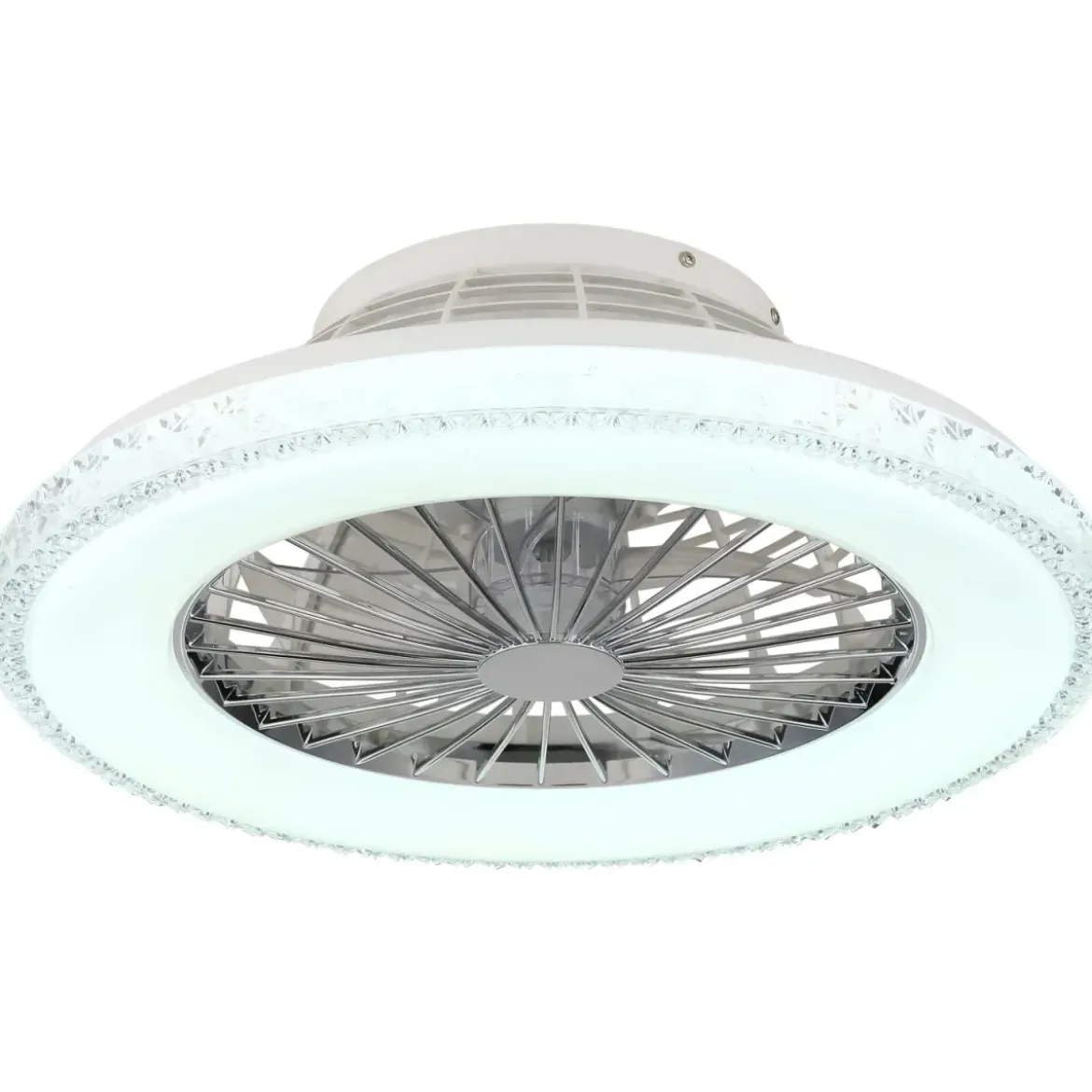 Ventilatore da Soffitto con Luce Bianco Cristalli LED CCT Telecomando