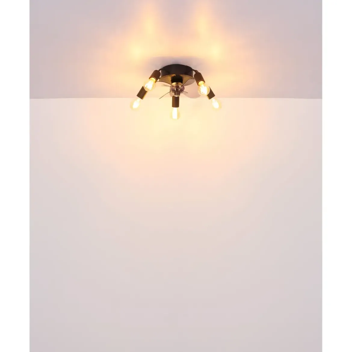 Ventilatore da Soffitto con Luce 5 Bracci E27 3 Pale Nero Fumè