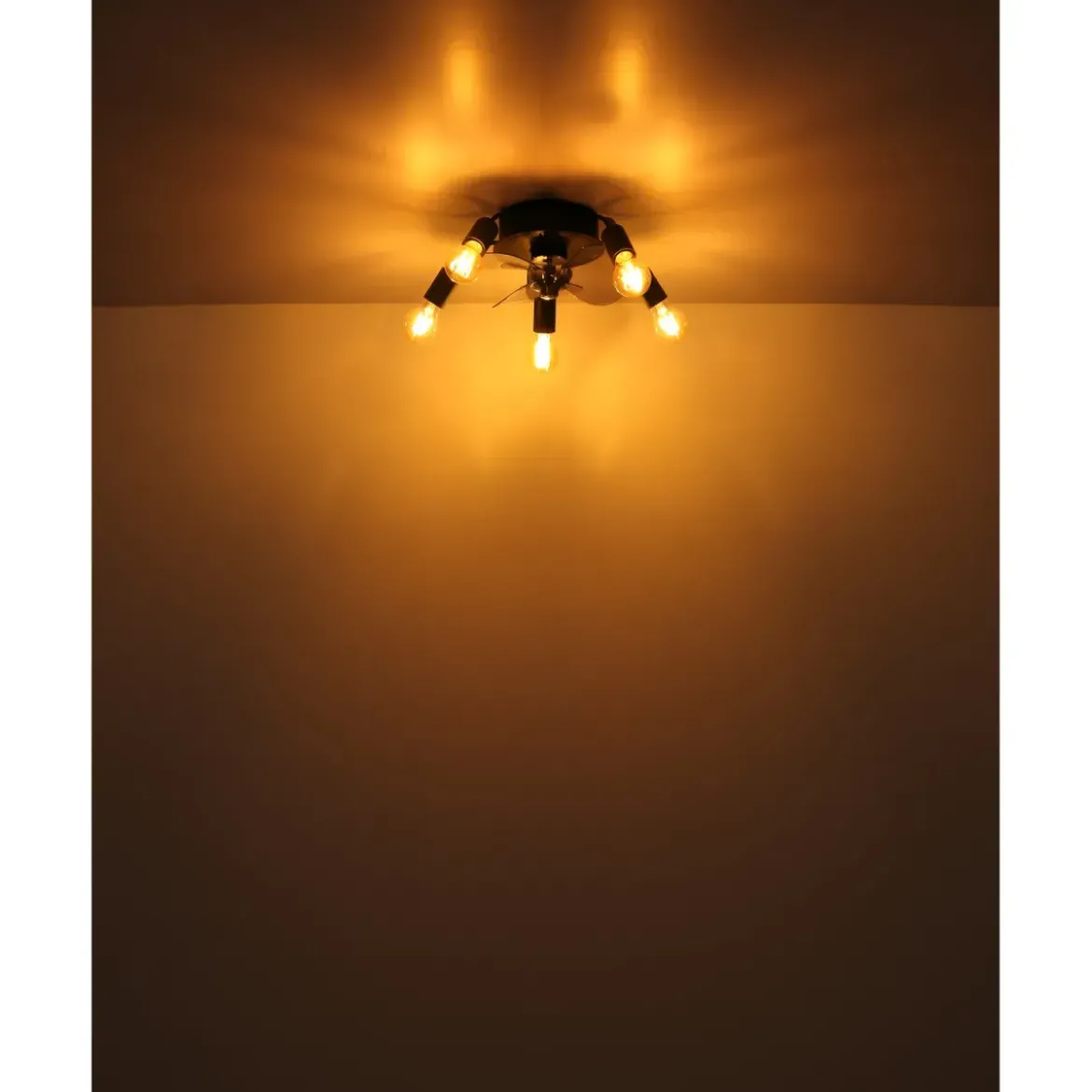 Ventilatore da Soffitto con Luce 5 Bracci E27 3 Pale Nero Fumè