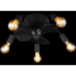 Ventilatore da Soffitto con Luce 5 Bracci E27 3 Pale Nero Fumè