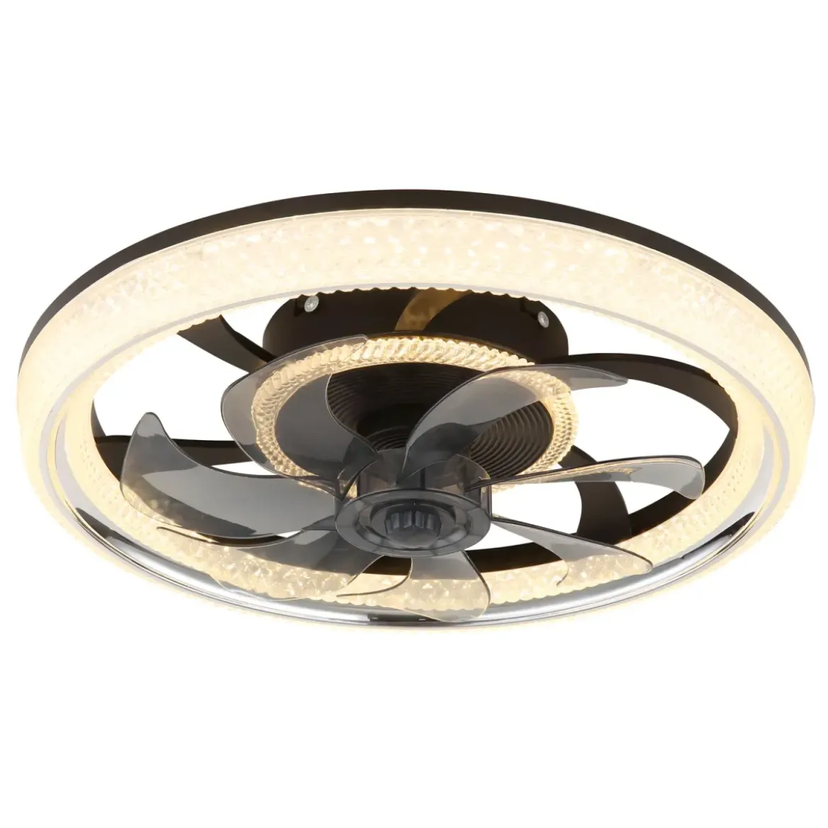 Ventilatore da Soffitto con Luce Nero Cristalli LED Dimmer Telecomando