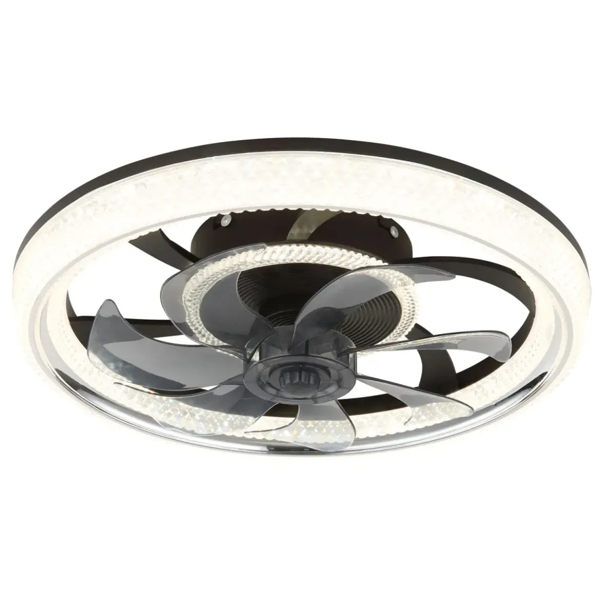 Ventilatore da Soffitto con Luce Nero Cristalli LED Dimmer Telecomando