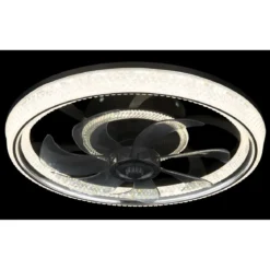 Ventilatore da Soffitto con Luce Nero Cristalli LED Dimmer Telecomando