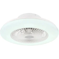 Ventilatore da Soffitto con Luce in Metallo Bianco 50 cm Telecomando